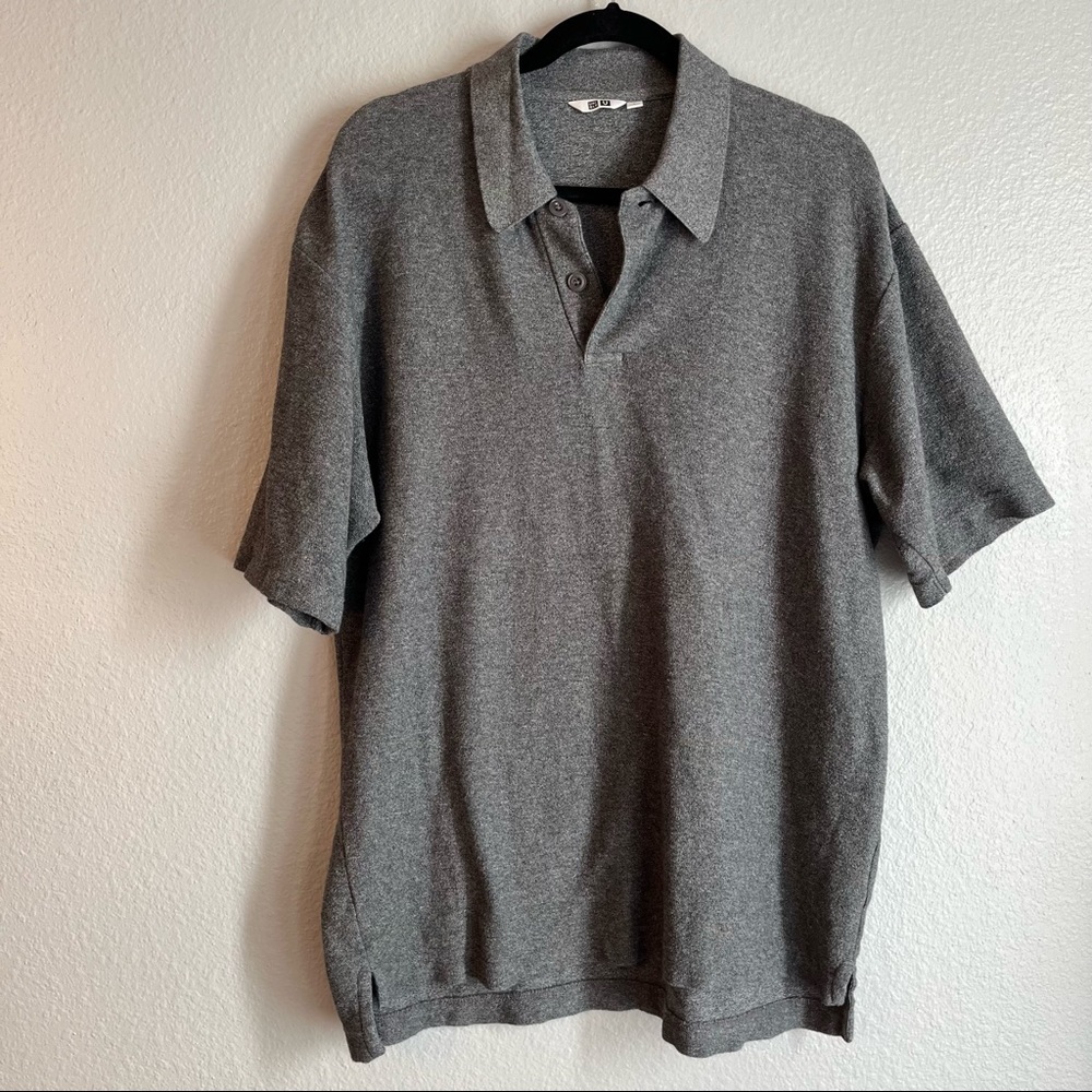 Uniqlo Gray Thick Polo Short Sleeve Gray Large